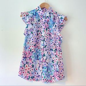 KATE SPADE live colorfully floral ruffle sleeve button down shirt Size S